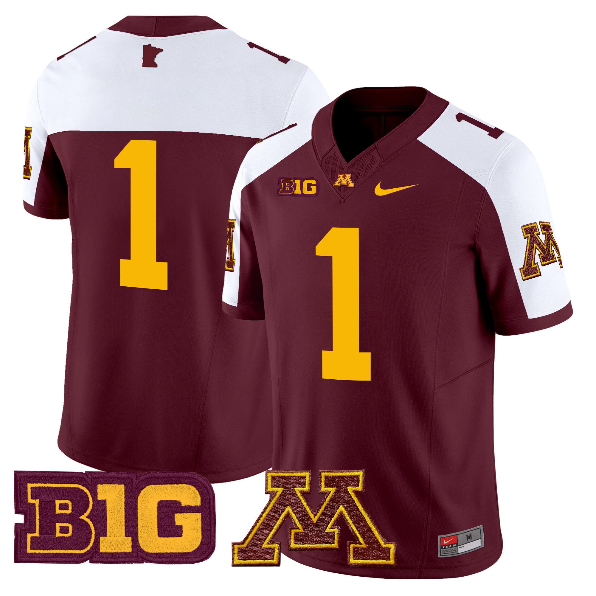 Men Minnesota Golden Gophers 1 No Name Red Nike 2024 Vapor Limited NCAA Jersey